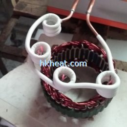 induction heating 3 wire bundles with a 3 heads induction coil