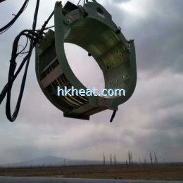 customized full air cooled clamp induction coil for preheating gas pipelines by hk-dsp120c-rf air co