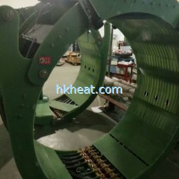 customized full air cooled clamp induction coil for preheating gas pipelines by HK-DSP120C-RF air co