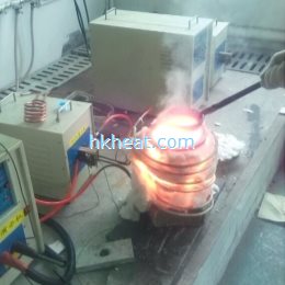 induction melting steel by 40kw power supply with graphite crucible