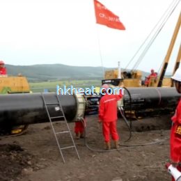 induction preheating gas pipeline by full air  cooled clamp induction coil and hk-dsp160c-rf inducti