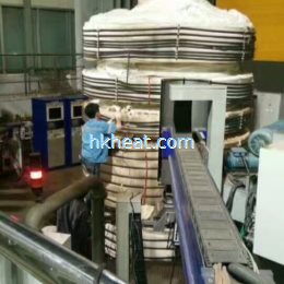 induction preheating hydroturbine shaft by full air cooled dsp induction heater (2)