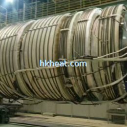 induction preheating hydroturbine shaft by full air cooled DSP induction heating machine