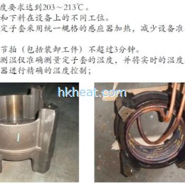 induction shrink fitting stator frame by heating interior side