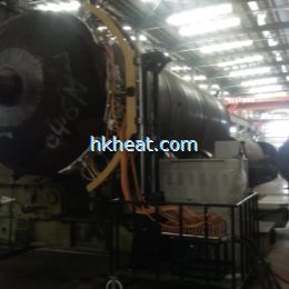 induction tempering steam tank by water cooled flexible induction coil and 120KW MF induction power